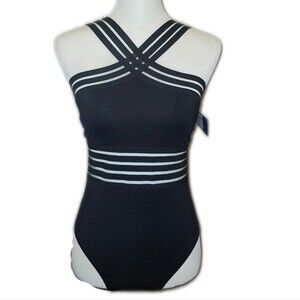 Hilor NWT Black Strappy One-Piece Swimsuit, Small (4-6)